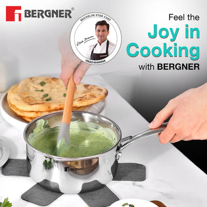 Bergner Hi-Tech Giro x Triply with Honeycomb Healthy Ceramic Coating Saucepan 16cm (1.6 L) with Glass Lid,