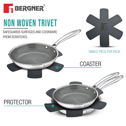 Bergner Hi-Tech Giro x Triply with Honeycomb Healthy Ceramic Coating Saucepan 16cm (1.6 L) with Glass Lid,
