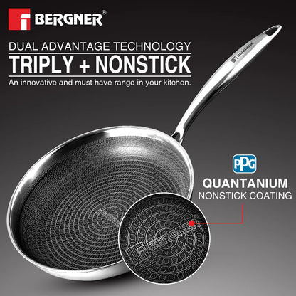 Bergner Tri-Ply Hitech Giro 24cm Frypan with Glass Lid