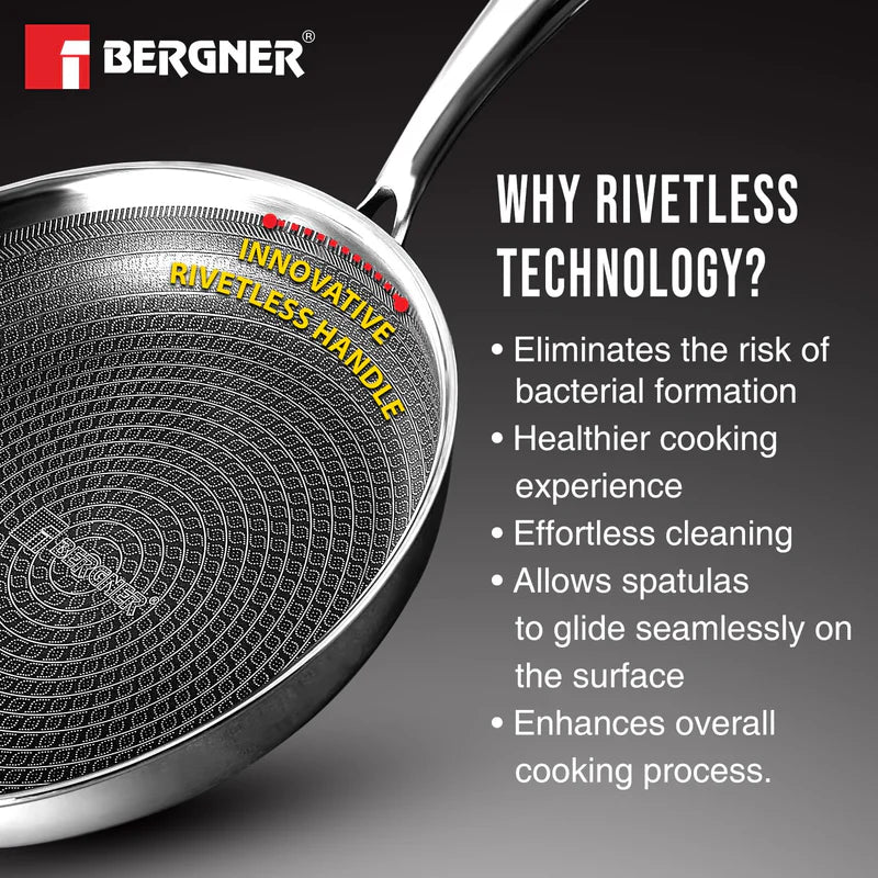 Bergner Tri-Ply Hitech Giro 24cm Frypan with Glass Lid
