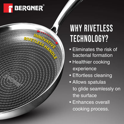 Bergner Tri-Ply Hitech Giro 24cm Frypan with Glass Lid