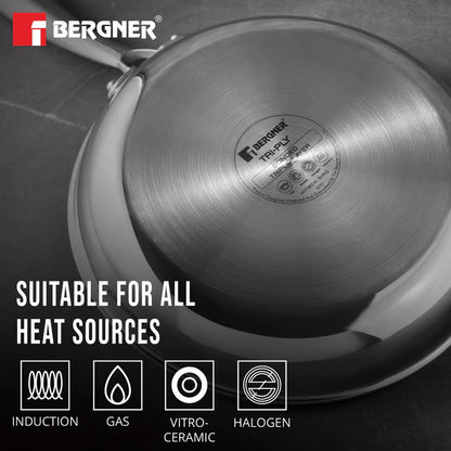 Bergner Tri-Ply Hitech Giro 24cm Frypan with Glass Lid