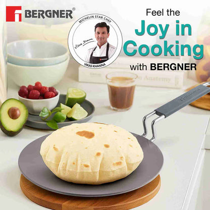 BERGNER Tri-Ply Argent Ceramica 28cm Roti Tawa with Ceramic Coating