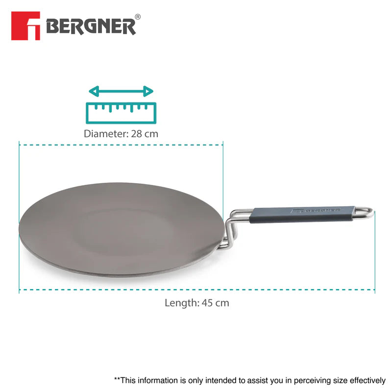 BERGNER Tri-Ply Argent Ceramica 28cm Roti Tawa with Ceramic Coating