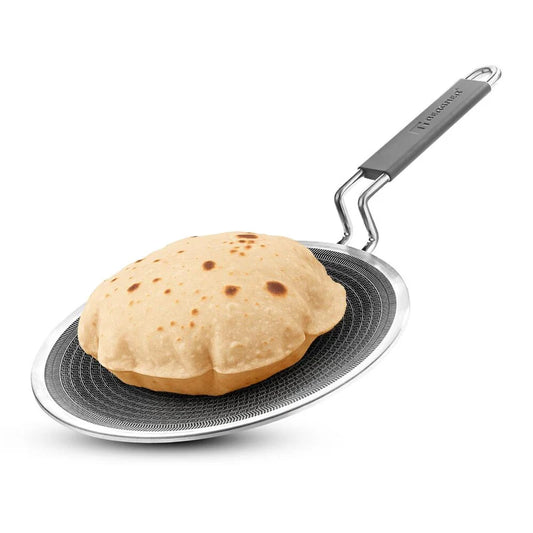 BERGNER Hi-Tech Tri-Ply Stainless Steel 28cm Roti Tawa, Non-Stick Tawa with Honeycomb Mesh Coating,