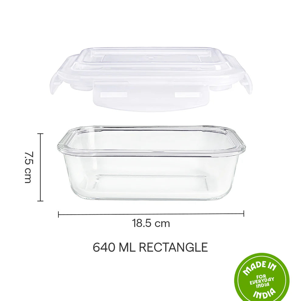 BOROSIL 1N KLIP N STORE BLUE RECT 640ML