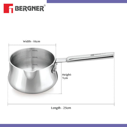 Bergner BE Essentials Tri-Ply 10cm (550ml) Stainless Steel Coffee Warmer/Milk Warmer
