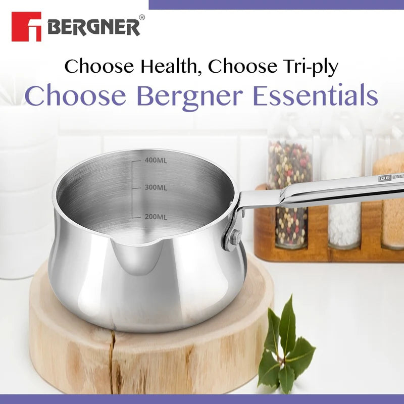 Bergner BE Essentials Tri-Ply 10cm (550ml) Stainless Steel Coffee Warmer/Milk Warmer