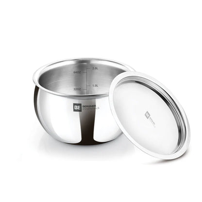 Bergner BE Essentials TriPly Stainless Steel 24cm (6.5L) Rice Handi with Lid