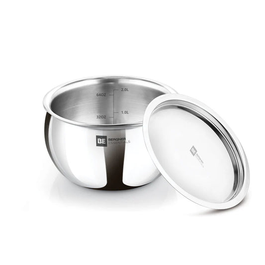 Bergner BE Essentials TriPly Stainless Steel 24cm (6.5L) Rice Handi with Lid