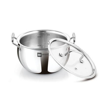 Bergner Essentials TriPly Stainless Steel 16cm Rice Handi with Lid, Small Rice Handi with Handle