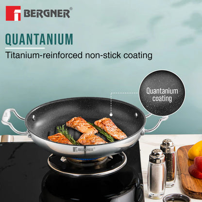 Bergner Argent Samsara Triply Stainless Steel 26cm Round Grill Pan