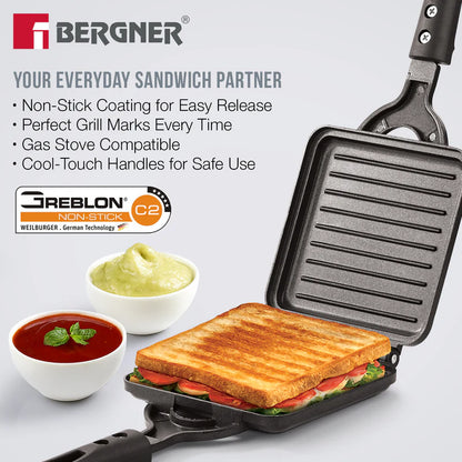 Bergner Senator Grill Toaster, Non-Stick, Cast Aluminum - Gas Stove Compatible