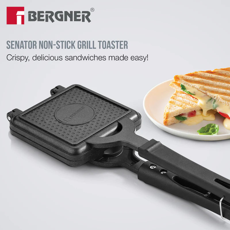 Bergner Senator Grill Toaster, Non-Stick, Cast Aluminum - Gas Stove Compatible