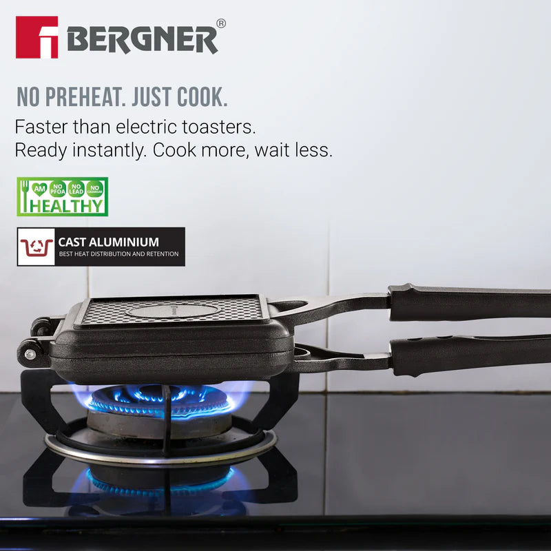 Bergner Senator Grill Toaster, Non-Stick, Cast Aluminum - Gas Stove Compatible