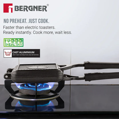 Bergner Senator Grill Toaster, Non-Stick, Cast Aluminum - Gas Stove Compatible
