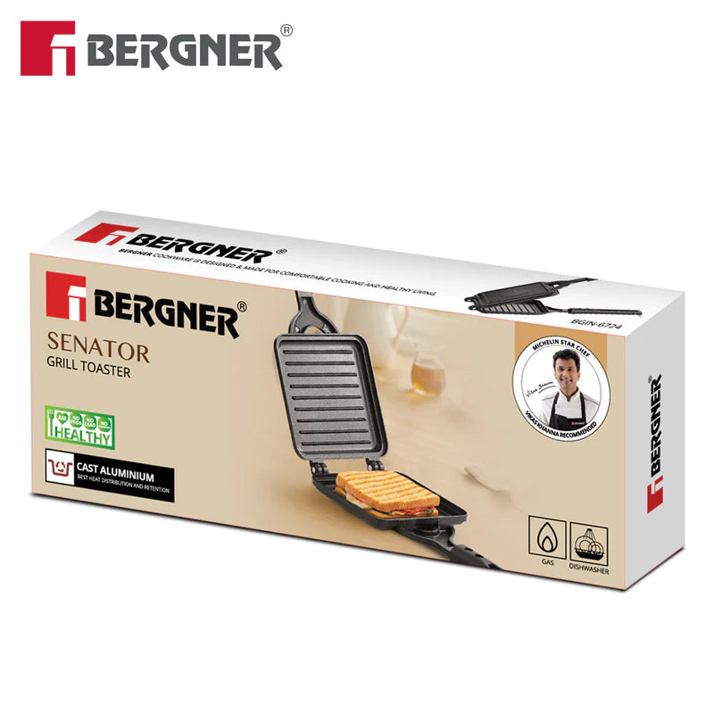 Bergner Senator Grill Toaster, Non-Stick, Cast Aluminum - Gas Stove Compatible