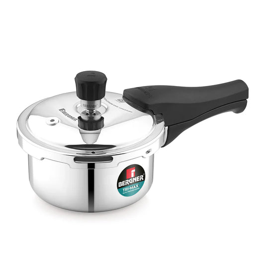 Bergner Tri-Max Junior Triply 1 Litre Pressure Cooker, Triply Body, Outer Lid Mini Pressure Cooker