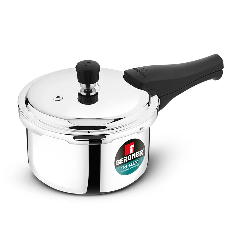 Bergner Tri-Max 2 L Triply Pressure Cooker, Outer Lid Cooker