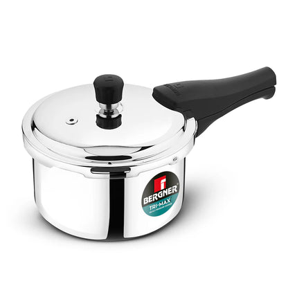 Bergner Tri-Max 2 L Triply Pressure Cooker, Outer Lid Cooker