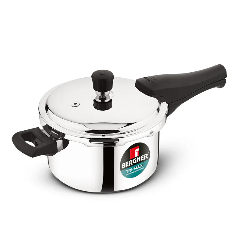 Bergner Tri-Max 5 L Triply Pressure Cooker, Outer Lid Cooker