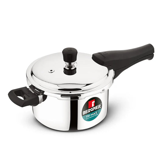 Bergner Tri-Max 5 L Triply Pressure Cooker, Outer Lid Cooker