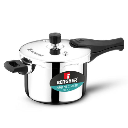 Bergner Argent Classic Triply Stainless Steel 5.5 Liters Outer Lid Pressure Cooker