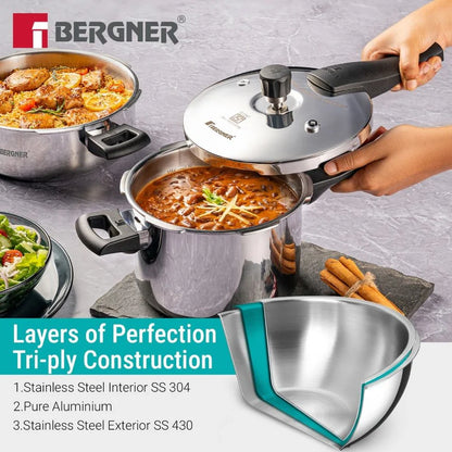 Bergner Tri-Max 6.5 Litres Triply Outer Lid Pressure Cooker