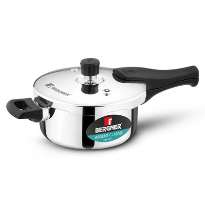 Bergner Argent Classic Triply Stainless Steel 3.5 Liters Outer Lid Pressure Pan