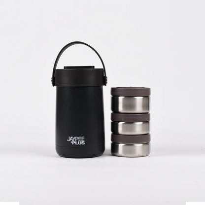 Jaypee Plus - Echo Thermosteel Lunch Box Set Of 3Pcs (1Pc-420ML+2Pcs-350ML) Black