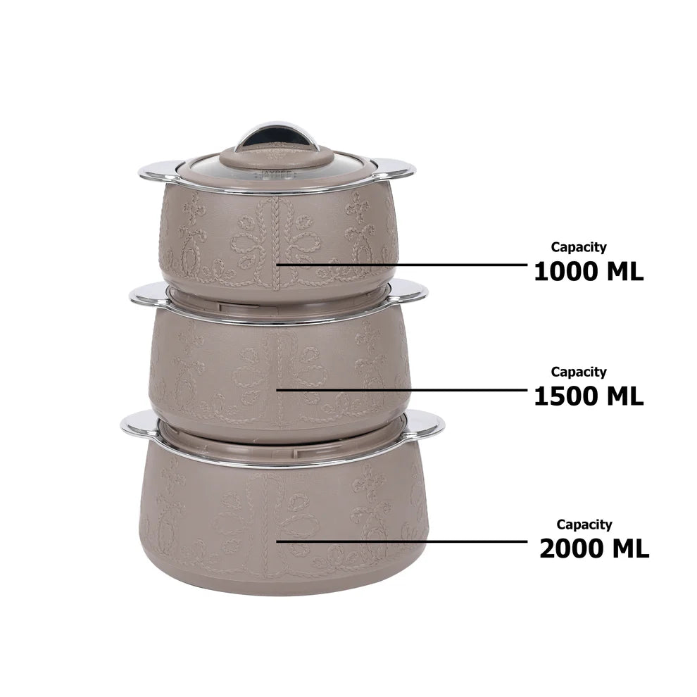 Jaypee Plus - Febrene Stainless Steel Casserole Set Of 3Pcs (1000ML+1500ML+2000ML) Biedge