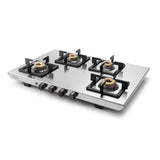 Glen 4 Burner Ultra Tuff Stainless Steel Gas Stove with Forged Brass Burne Auto Ignition (1054 UT SS)