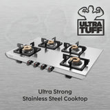 Glen 4 Burner Ultra Tuff Stainless Steel Gas Stove with Forged Brass Burner - Manual (1054 UT SS)