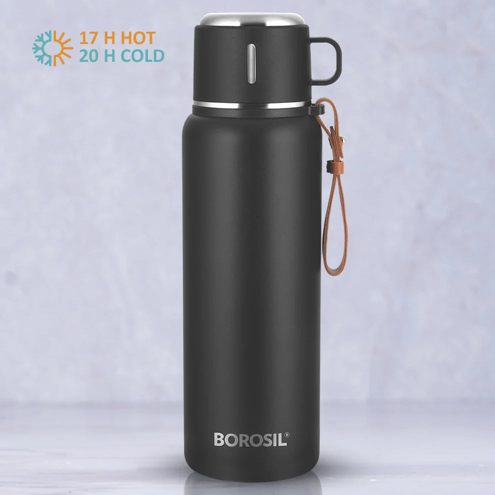 Borosil Cruise Double Wall Bottle,900ml Black