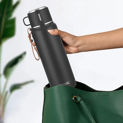 Borosil Cruise Double Wall Bottle,900ml Black