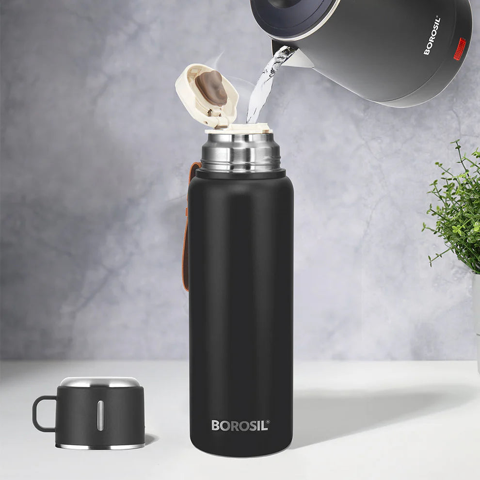 Borosil Cruise Double Wall Bottle,900ml Black