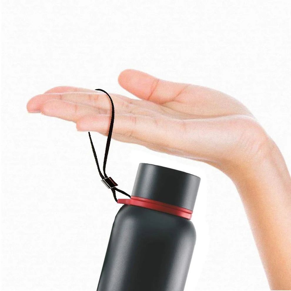 Borosil Hydra Trek Stainless Steel Water Bottle | Double Wall Vacuum Insulated Flask, Black 500 ml