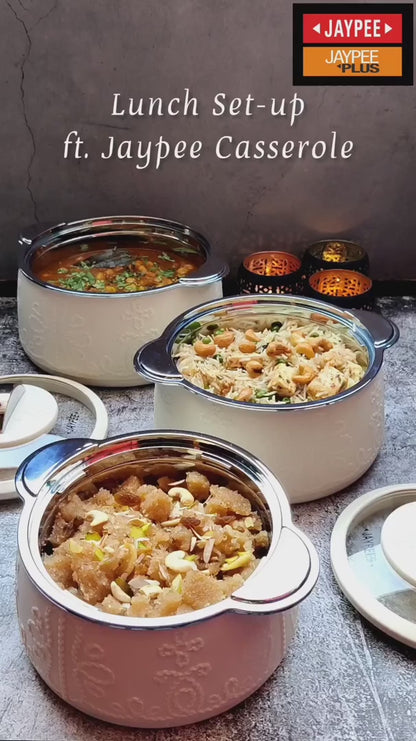 Jaypee Plus - Febrene Stainless Steel Casserole Set Of 3Pcs (1000ML+1500ML+2000ML) Biedge