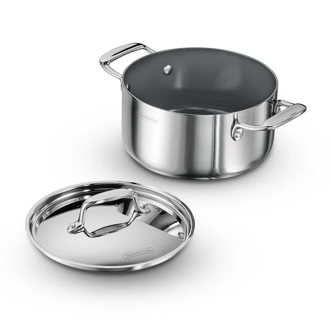 Tramontina Fusao EX+ 24cm Ceramic Stainless Steel Tri-Ply Biryani Pot with SS Lid - 4.8L