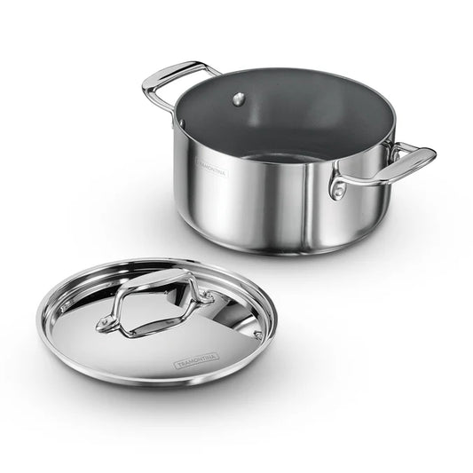 Tramontina Fusao EX+ 30cm Ceramic Stainless Steel Tri-Ply Biryani Lagan with SS Lid - 6.2L