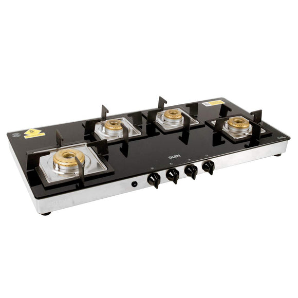 Glen 1049 GT Forged BB AI 4 burner LPG Glass Gas Stove with Auto Ignition