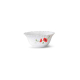 Larah by Borosil Red Carnation Opalware Pudding Set, 5-Pieces, White