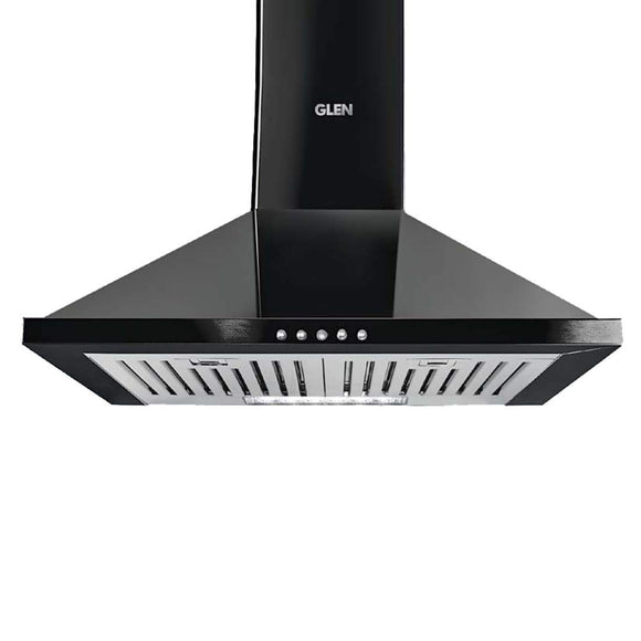 Glen 60cm 1000 m³/hr Pyramid Kitchen Chimney Push Buttons Baffle Filters (6050 DX Junior, Black)