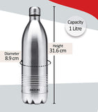 Milton Duo DLX 1000 Thermosteel 24 Hours Hot and Cold Water Bottle, 1 Litre, Silver