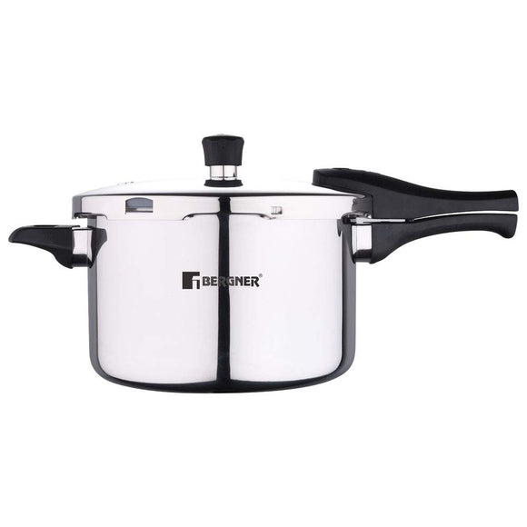 Bergner Argent Triply Stainless Steel Presure Cooker with Lid, 5.5 litres, Silver