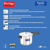 TTK Prestige Popular Induction Base Stainless Steel Pressure Cooker, 5 Liters, Silver
