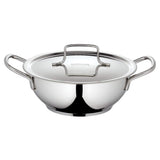 Borosil - Stainless Steel Deep Kadhai with Lid, Impact Bonded Tri-Ply Bottom, 1.8 litres, Silver