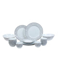 LaOpala Sovrana Opalware Dinner Set Set of 33pcs Persian Silver