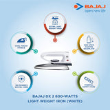 Bajaj DX 2 600-Watt Light Weight Dry Iron (Grey)