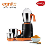 Pigeon Egnite 750-Watt Mixer Grinder with 3 Jars (Black/Orange)